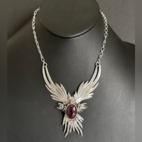 Jewelry - Navajo Sterling Silver Purple Spiny Oyster Chain Lariat Y Necklace Earrings Set